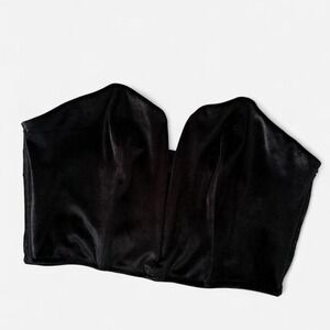 Victoria's Secret Black Velvet Lace Corset Crop Top